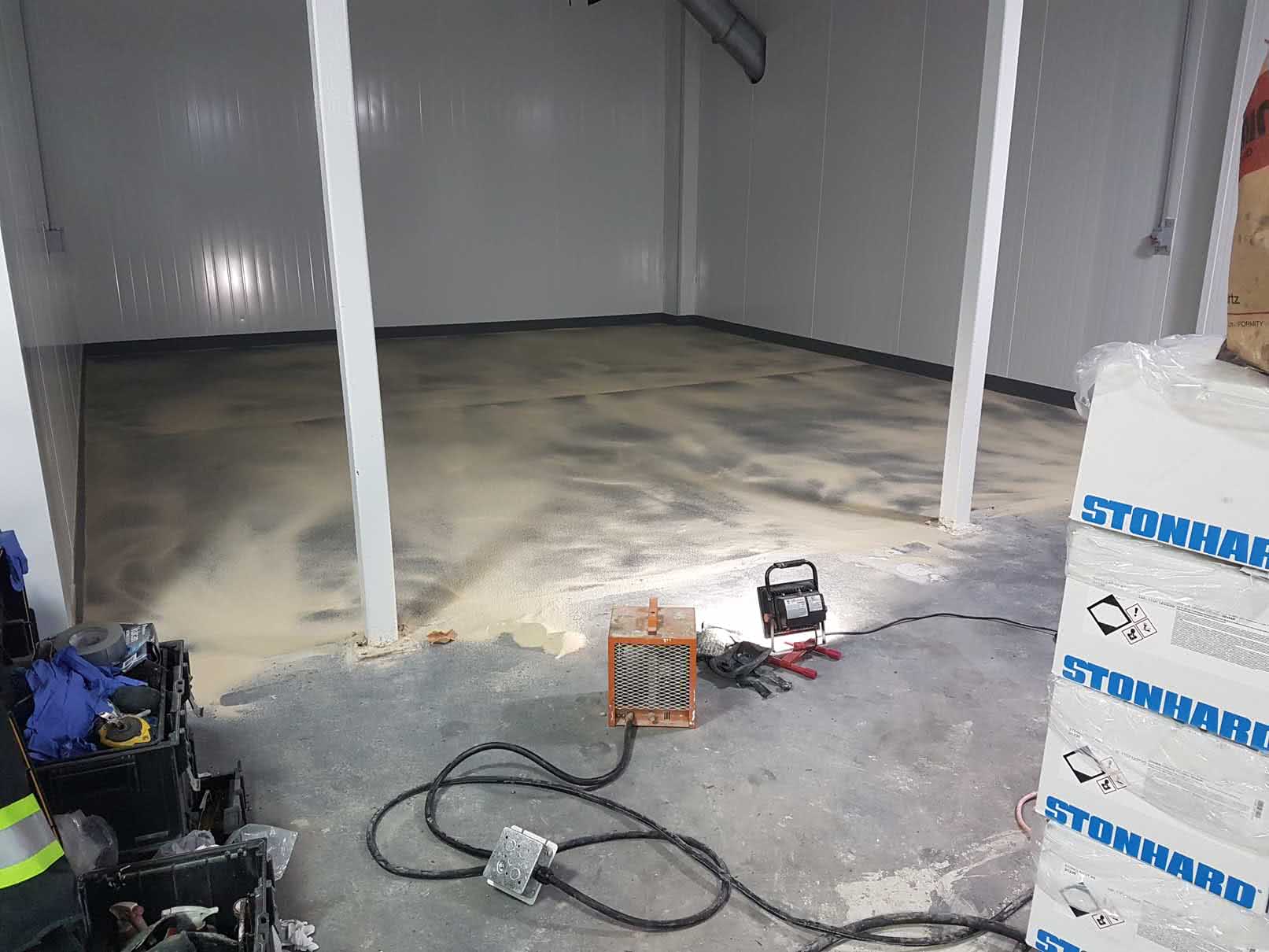 Epoxy and urethane concrete floor coating at Cermaq food processing