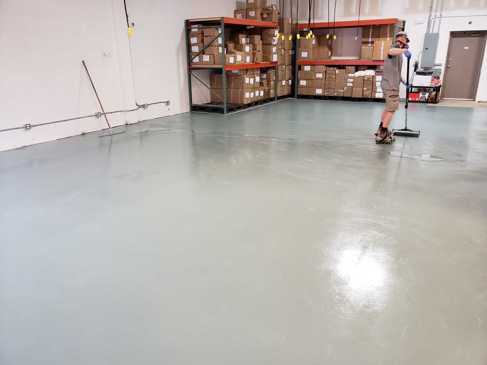 Concrete resurfacing and epoxy floor coating at Jusu Body