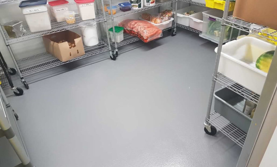 kitchen storage area with epoxy coating