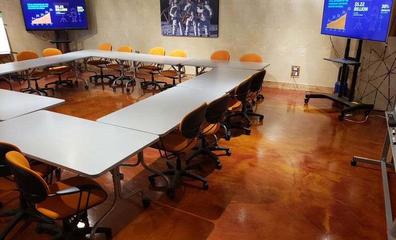 conference room with shiny epoxy coating