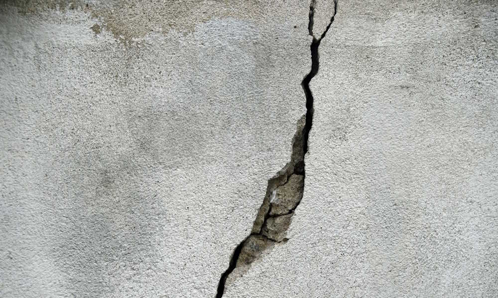 Cracked concrete driveway